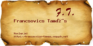 Francsovics Tamás névjegykártya